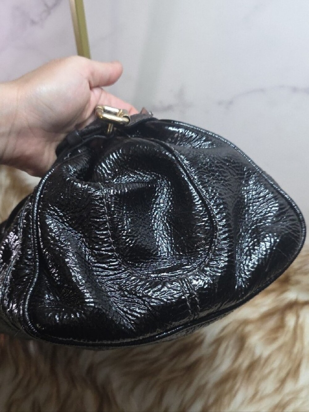 Chloe Black Patent Leather Satchel with Gold Hardware - Picture 16 of 16